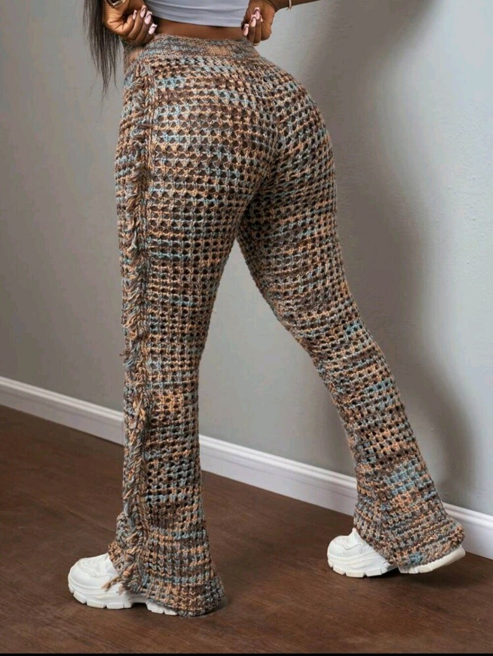 Fringe Knit Flare Pants - Picture 3 of 3